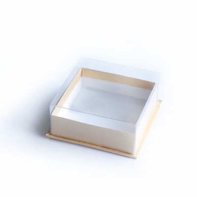 Caja de Cartón con base rectangular con tapa en Acetato para Galletas 