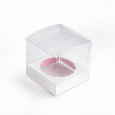 Caja en Acetato Transparente Cubica con tapa flip para Cupcakes