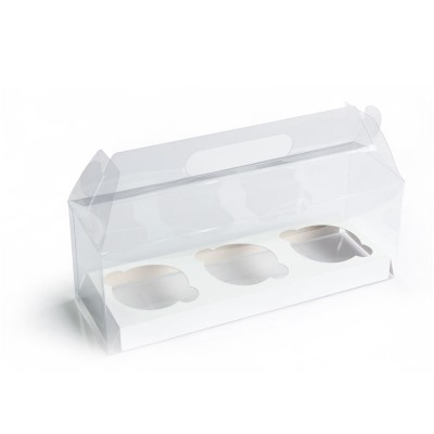 Caja en Acetato Transparente Cubica para seis Cupcakes tipo lonchera