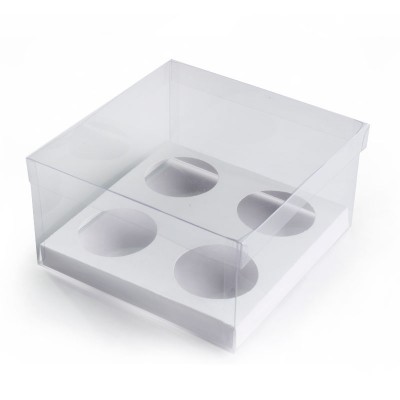 Caja en Acetato Transparente Cuadrada para cuatro Cupcakes