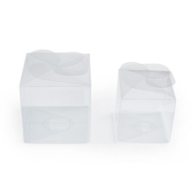 Caja en Acetato Transparente Cubica con moño superior para Cupcakes